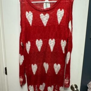 Red Heart Pattern Kids Sweater
